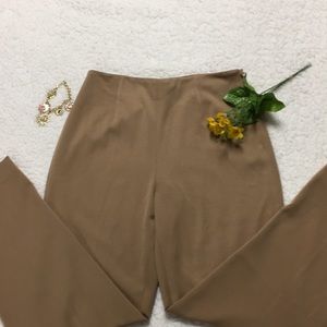 Talbots stretch 4 side zip flat front camel pants